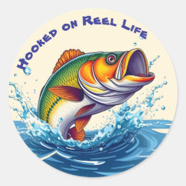 Fish-hooked op het echte leven ronde sticker