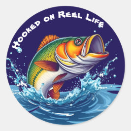 Fish-hooked op het echte leven ronde sticker