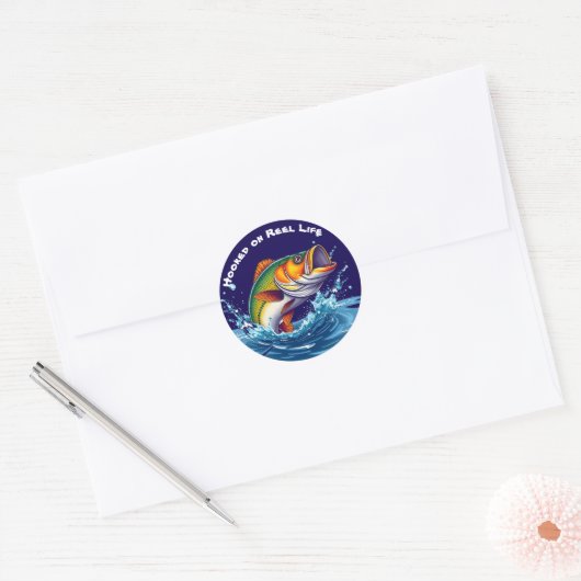 Fish-hooked op het echte leven ronde sticker (Envelop)