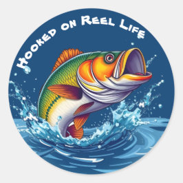 Fish-hooked op het echte leven ronde sticker