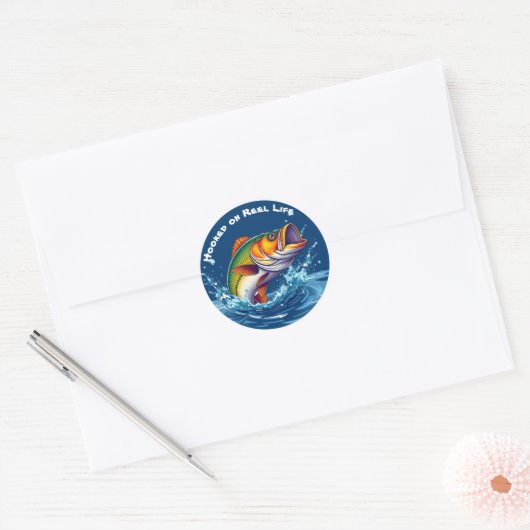 Fish-hooked op het echte leven ronde sticker (Envelop)