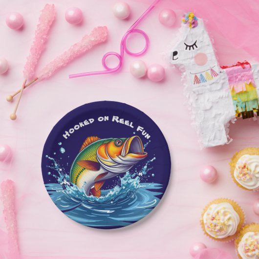 Fish-Hooked op Reel Fun Papieren Bordje (Feest)