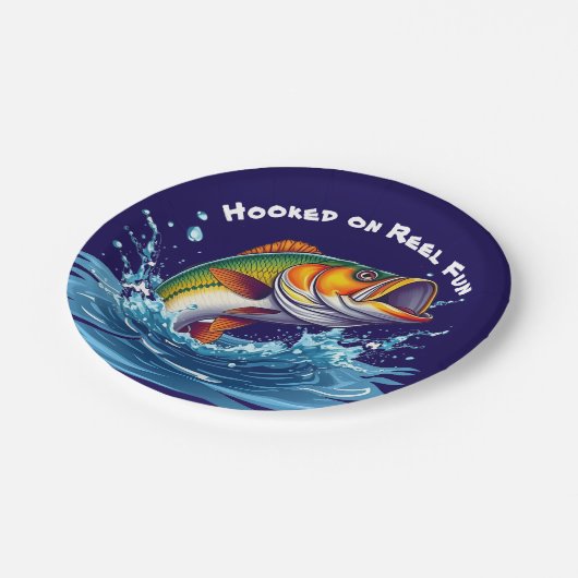 Fish-Hooked op Reel Fun Papieren Bordje (Gekanteld)