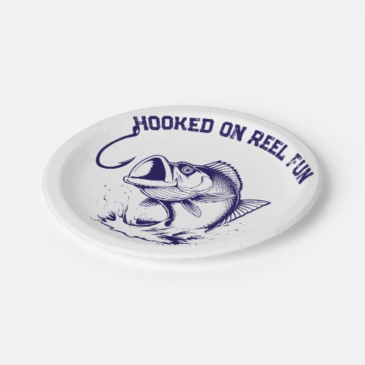 Fish-Hooked op Reel Fun Papieren Bordje (Gekanteld)