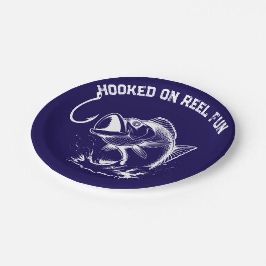 Fish-Hooked op Reel Fun Papieren Bordje (Gekanteld)
