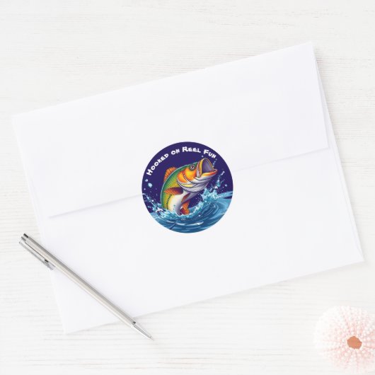 Fish-Hooked op Reel Fun Ronde Sticker (Envelop)