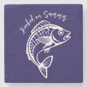 Fish-Hooked op Summer-Blue Stenen Onderzetter (Voorkant)