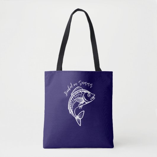 Fish-Hooked op Summer-Blue Tote Bag (Voorkant)
