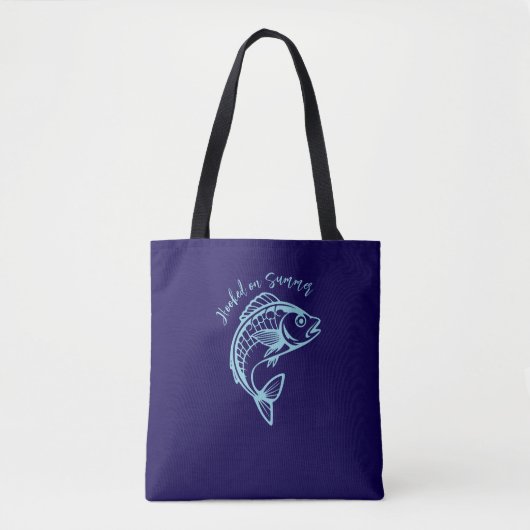 Fish-Hooked op Summer-Blue Tote Bag (Voorkant)