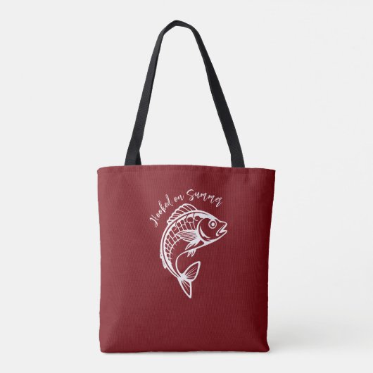 Fish-Hooked op Zomer DarkCherry Red Tote Bag (Achterkant)