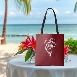 Fish-Hooked op Zomer DarkCherry Red Tote Bag