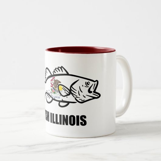 Fish Illinois Bass Tweekleurige Koffiemok (Voorkant rechts)