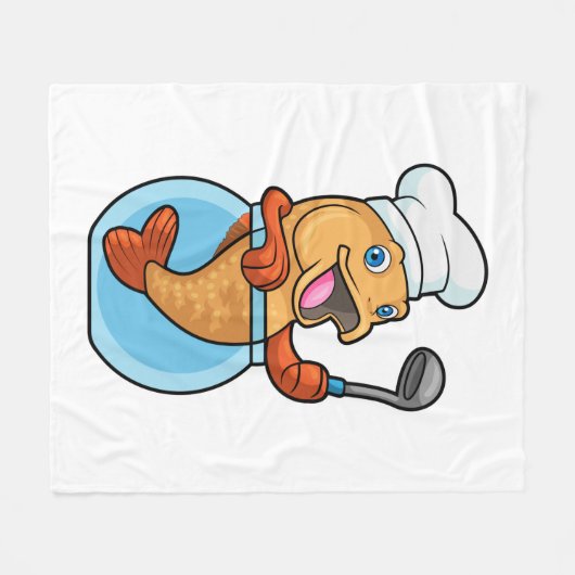 Fish in Glass as Cook with Soup spoon Fleece Deken (Voorkant (Horizontaal))
