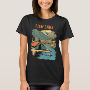 Fish Lake Mountain Cabin Blauwe Reis T-shirt