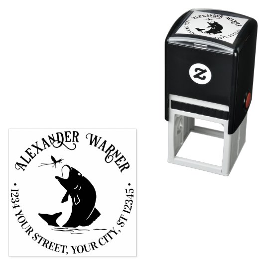 Fish Leaping for Dinner Name Retouradres Zelfinktende Stempel (In situ)