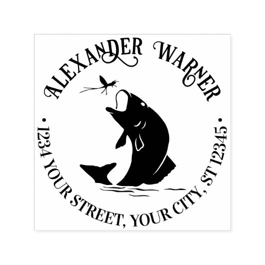 Fish Leaping for Dinner Name Retouradres Zelfinktende Stempel (Design)