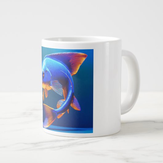 Fish Logo Mug | Cute & Minimal Aquatic Design Grote Koffiekop (Voorkant rechts)