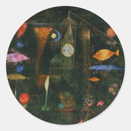 Fish Magic - Paul Klee Ronde Sticker (Voorkant)