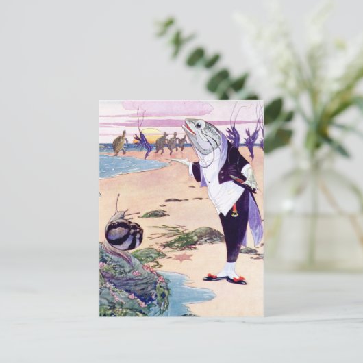 Fish Maitre'D bij de kreeft Quadrille Briefkaart (Staand voorkant)