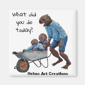Fish Man Herfst Fun Ride Fantasy Art Button Magnet (Voorkant)