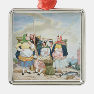 Fish Market by the Zee, c.1860 (olie op canvas) Metalen Ornament