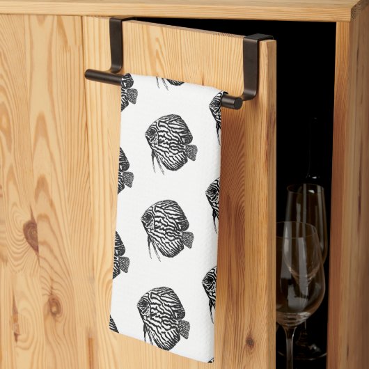 Fish Monochrome Tea Towel Theedoek (Derde Gevouwen)
