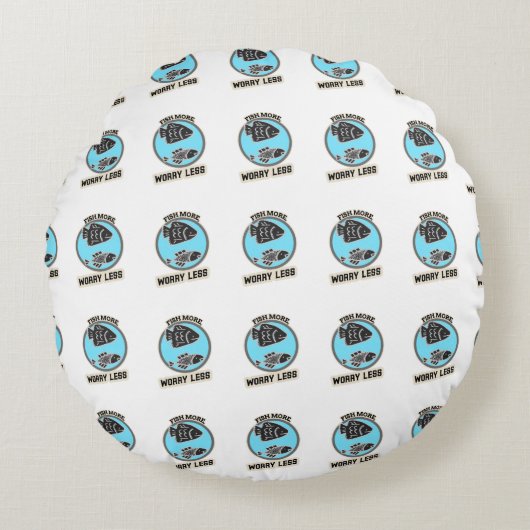 Fish More Worry Less Rond Kussen (Voorkant)