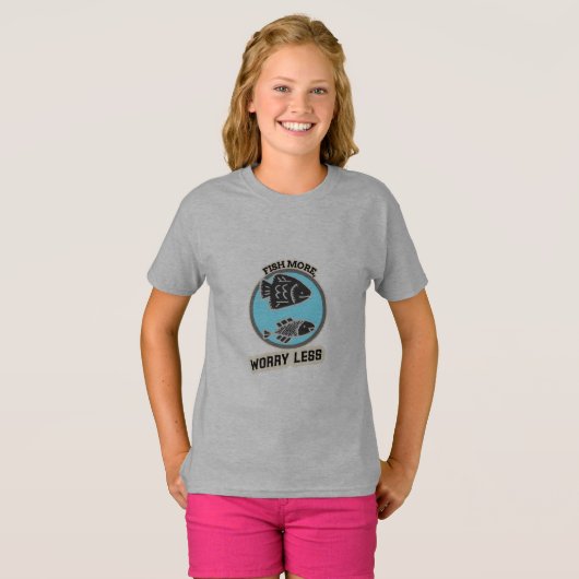 Fish More Worry Less T-shirt (Voorkant volledig)