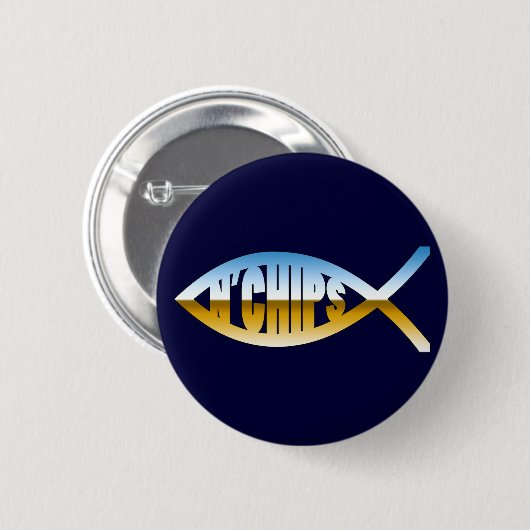 Fish N'Chips Ronde Button 5,7 Cm (Voorkant /achterkant)