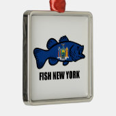 Fish New York Bass Metalen Ornament (Rechts)