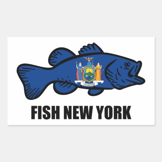 Fish New York Bass Rechthoekige Sticker (Voorkant)