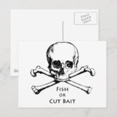 "Fish or Cut Bait" Jolly Roger Pirate Logo Briefkaart (Voorkant / Achterkant)