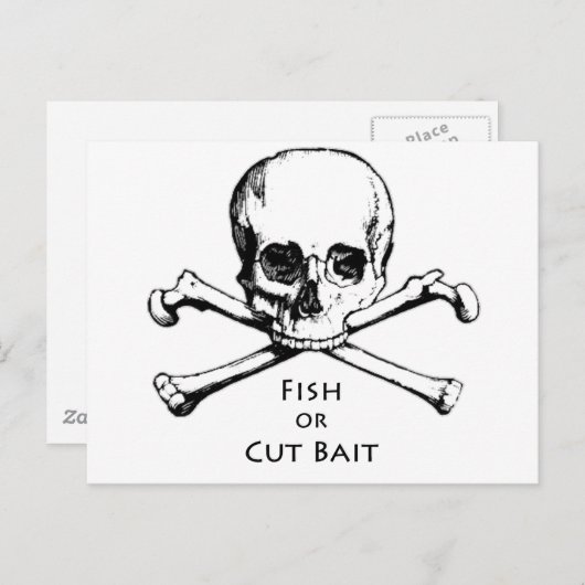 "Fish or Cut Bait" Jolly Roger Pirate Logo Briefkaart (Voorkant / Achterkant)