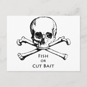 "Fish or Cut Bait" Jolly Roger Pirate Logo Briefkaart