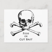 "Fish or Cut Bait" Jolly Roger Pirate Logo Briefkaart (Voorkant)