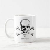 "Fish or Cut Bait" Jolly Roger Pirate Logo Koffiemok (Links)