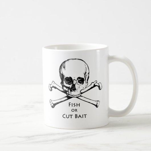 "Fish or Cut Bait" Jolly Roger Pirate Logo Koffiemok (Rechts)