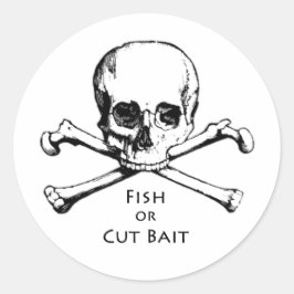 "Fish or Cut Bait" Jolly Roger Pirate Logo Ronde Sticker