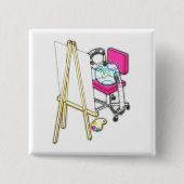 Fish Painter ("Waterverf") - Vierkante Button 5,1 Cm (Voorkant)