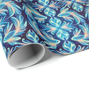 FISH ~ Patroon BLAUWE tinten ~ Cadeaupapier