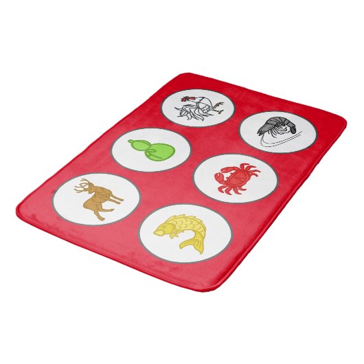 Fish Prawn Crab Game Bath Mat - Red (Gekanteld)