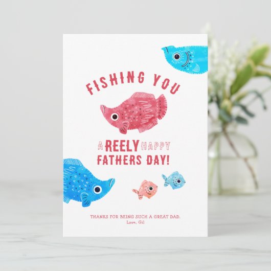 Fish Pun Happy Vaderdag Feestdagenkaart (Staand voorkant)