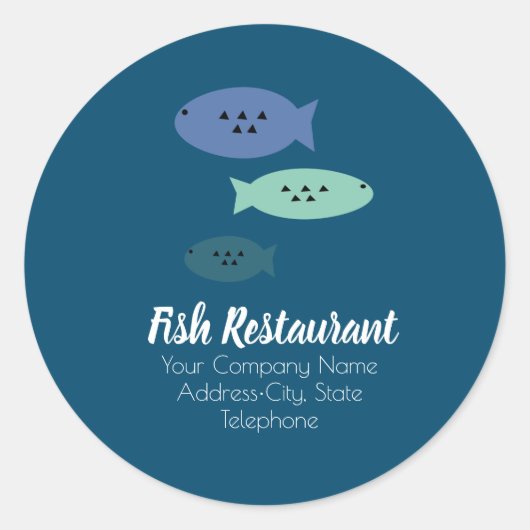 Fish Restaurant Shop Vist Business Label (Voorkant)