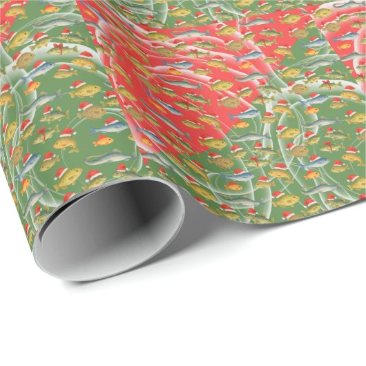 Fish Santa op kerstvakantie voor kattenliefhebbers Cadeaupapier (Rol Hoek)