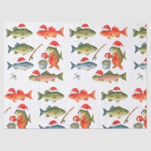 Fish Santa tijdens de kerstvakantie Tissuepapier (Voorkant)