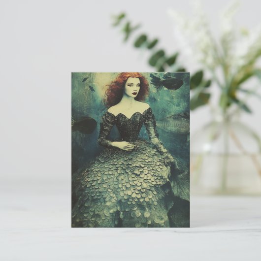 Fish Scale Dress Mode Vrouw Briefkaart (Staand voorkant)