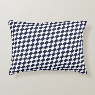 Fish School Houndstooth Navy Wit Accent Kussen