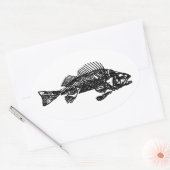 Fish Skeleton Logo (zwart) Ovale Sticker (Envelop)