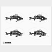 Fish Skeleton Logo (zwart) Ovale Sticker (Vel)