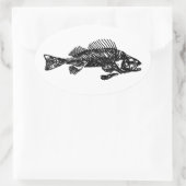 Fish Skeleton Logo (zwart) Ovale Sticker (Tas)